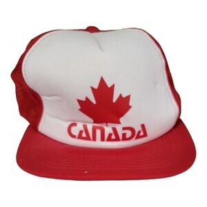 Vintage Canada Leaf Snapback‎ Trucker Hat 80s Red Frozen Hipster